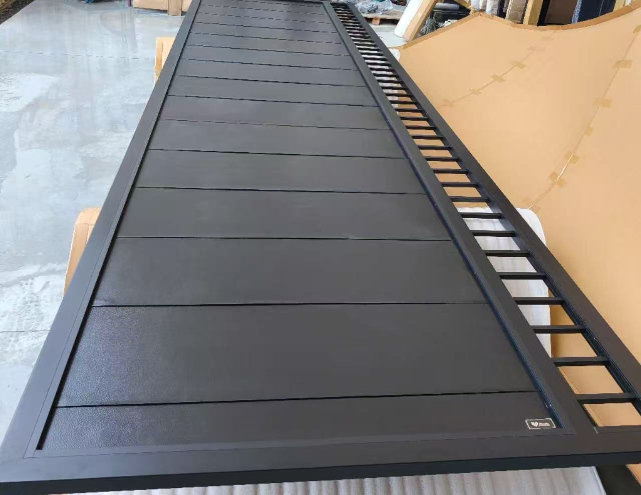 SLTG Aluminium Sliding/ Single Swing Gate - Window Top Solid BLACK - Image 4